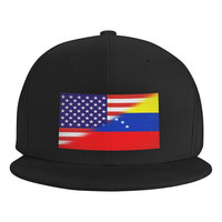 Casquette de baseball unisexe réglable à visière plate, style vintage délavé, avec drapeau combiné Amérique-Venezuela, pour l'extérieur