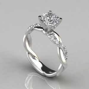 Bague en or rose torsadée et tressée avec diamants pavés, bijoux fins pour femmes, pour fiançailles - Product Image 4