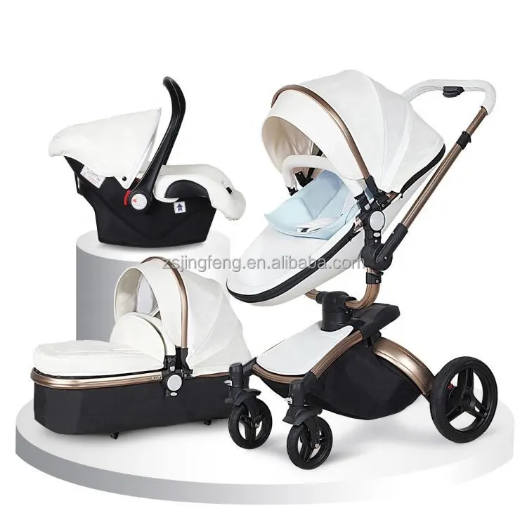 मल्टी-फंक्शनल बेबी स्ट्रोलर 3 इन 1 बेसिनेट स्ट्रोलर बेबी पुशिंग चेयर कैरी कॉट कार सीट के साथ हाई व्यू बेबी एग स्ट्रोलर