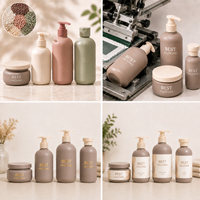 Emballage de luxe en HDPE beige doux au toucher de 100 ml, 200 ml, 300 ml, 500 ml, 250 g pour shampoing, après-shampoing, gel douche et crème pour les mains
