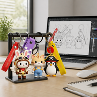 Fabrication chinoise sur mesure de porte-clés 3D en PVC avec différentes images d'animaux ou de personnages de dessins animés