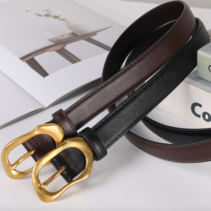 Genuine Leather Tiyo Casual Durable Black <b>Cow</b> Hide D-ring Alloy Buckle Rectangular Solid Pattern Belt - Product Image 4