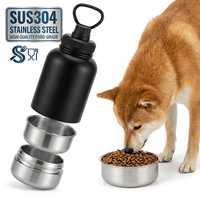 Bouteille d'eau pour chien en acier inoxydable 304, bols amovibles, qualité alimentaire, portable, grande capacité 1L/32oz, pour voyages en plein air