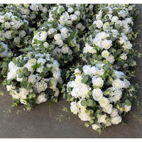 Boule de fleurs en soie blanche moderne de haute qualité pour décoration d'arche de table de mariage ou de sol de fête
