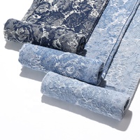 Graffiti Épaississement Bleu 80% Coton Jacquard Denim Tissu pour Jeans 11.8 Oz Haute Qualité Denim Tissu En Gros
