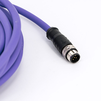 M12 kabel Ethernet IP67, dengan 8P Male ke RJ45 tahan air konektor Tembaga konduktor dan isolasi PVC perlindungan IP67