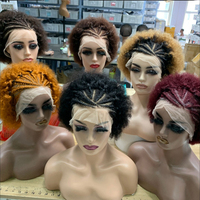 Perruque Pixie Cut 13*4 Full Lace Frontal à Prix d'Usine en Gros, 100% Cheveux Humains Naturels et Colorés en Promotion