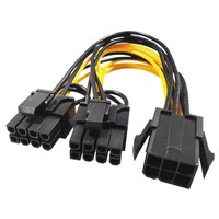 Câble adaptateur GPU à noyau en cuivre pur de 22 cm, 6 broches vers double 8 broches (6+2), cordon d'alimentation PCIE pour connexion de carte graphique