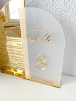 Numéros de table de mariage en acrylique doré pour usine, panneaux de menu de mariage, signalétique de cérémonie, présentoir de réception de mariage