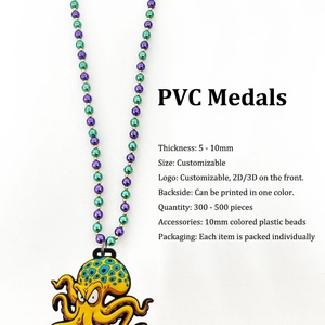 Medallas Deportivas Personalizadas de Silicona con Diseño de Animales de Dibujos Animados en 3D, Medallas de Silicona PVC Personalizadas con Cuentas de Plástico de Colores - Product Image 3