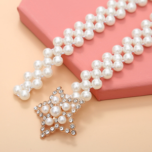 30 Stili di Cinture con Perle per Abiti da Donna, <span class=keywords><strong>Cintura</strong></span> Elastica con Fibbia in Lega, Cinture con Fiori, Cuori e Cristalli per Ragazze - Product Image 5