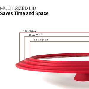 Couvercle de casserole multifonctionnel en verre trempé Pgy avec rebord en silicone, poignée anti-chaleur, compatible lave-vaisselle, pour poêle à frire - Product Image 5