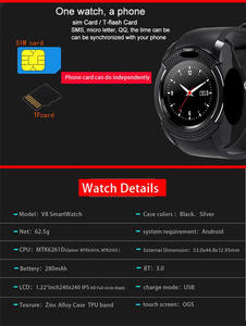Reloj Inteligente V8 con Batería, Precio de Reloj de Pulsera con Tarjeta SIM, Cámara, Recordatorio de Información Móvil, Rastreador GPS, Reloj Móvil para Niños - Product Image 4