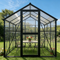 Invernadero de Vidrio Ecológico de Primera Calidad, con Estructura de Aluminio Resistente con Recubrimiento en Polvo, Vidrio Templado Transparente para Jardinería