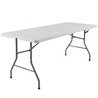 Table de pique-nique pliable portable en plastique de 1,80 m avec 2 bancs, ensemble table et chaises pour intérieur/extérieur, idéal pour fêtes, camping, terrasse