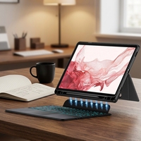 Vente flash pour Samsung Galaxy Tab S7+/S8+ 12,4 pouces, clavier de tablette ultra fin avec pavé tactile, clavier sans fil rétroéclairé