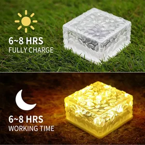 Quảng trường năng lượng Mặt Trời Đá gạch chôn đèn Cube với LED ánh sáng ấm áp tự động chiếu sáng 1.2V 1 Wát 6LED đèn vườn ngoài trời Pathway - Product Image 4