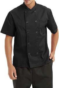 Chaqueta de Chef Blanca de Manga Corta para Restaurante, Hotel, Bar, Uniforme de Trabajo Personalizado, Transpirable, de Poliéster y Algodón - Product Image 3