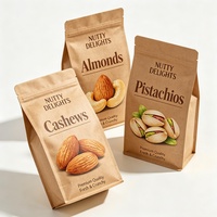 Sacs alimentaires biodégradables en papier kraft PLA avec fermeture éclair et fenêtre transparente, personnalisables avec logo, pour snacks, biscuits, noix, emballage alimentaire