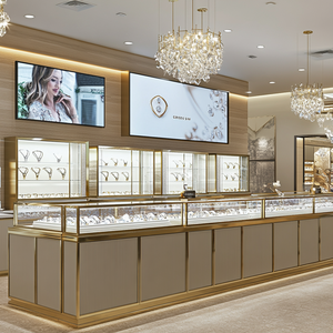 Mobilier de magasin personnalisé Éclairage à LED Présentoir mural à bijoux Design pour vitrine de magasin avec serrure - Product Image 6