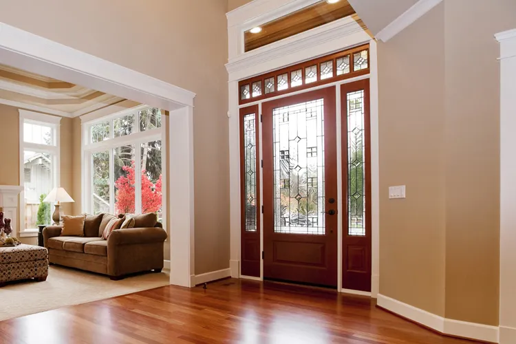 미국 전통 스타일 모델 마호가니 단단한 나무 메인 입구 외부 현관 문 디자인