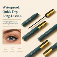 Mascara crème pour cils bouclés 4D personnalisé, fibres épaisses, volumisant, imperméable, végan, certifié halal, longue tenue, maquillage pour les yeux