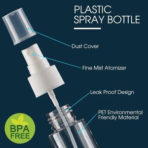 OEM OEM 100ml 200ml <b>Spray</b> Bottle PET Bottle With <b>Spray</b> Pump Lid for Liquid Cosmetic Container Refillable Travel Use logo - Product Image 2