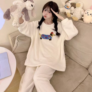 Set <span class=keywords><strong>Pigiama</strong></span> in Flanella per <span class=keywords><strong>Donna</strong></span>, Manica Lunga in <span class=keywords><strong>Pile</strong></span> Corallo, 2 Pezzi, Vendita all'Ingrosso |   Abbigliamento da Notte Caldo per Autunno e Inverno, Abbigliamento per Casa con Etichetta Privata - Product Image 6