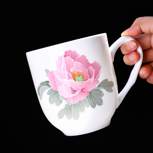 Ceramic Mug With Flower Pattern <b>Large</b> Capacity Porcelain New Chinese Style Business <b>Gift</b> Cup - Product Image 1