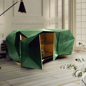 Buffet de luxe <span class=keywords><strong>en</strong></span> <span class=keywords><strong>bois</strong></span> et diamant vert, design d'art moderne, armoire de salon très brillante pour la salle à manger, l'hôtel et le hall. - Product Image 1