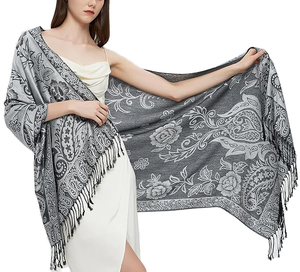 Écharpe en lin et coton doux tricoté, châles en viscose, écharpes longues à franges de luxe pour femmes - Product Image 1