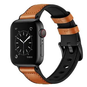 Factory Supply 22mm Luxury Replaceable Leather Watch Strap Band For Apple Smart Watch Band Work With Watch Series 1 2 3 4 5 6