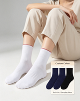 Chaussettes de sport mi-mollet respirantes à col rond, super douces, couleur unie personnalisable