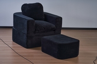 Canapé modulaire convertible en velours avec ottoman, fauteuil simple multifonctionnel rembourré pour salon, chambre, villa