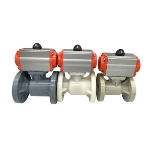 पीएच फ्लैंज यूनियन बॉल वाल्व वायवीय/इलेक्ट्रिक थ्रो नल नल के लिए प्लास्टिक बंद वाल्व पानी के लिए - Product Image 1