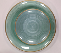 Assiettes jetables en PS couleur personnalisée 7-10 pouces avec bord doré, emballage en vrac pour mariage, fête, restaurant