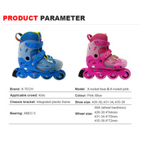 X-TECH X-Rocket LED : Patins à roulettes professionnels lumineux pour enfants, design tendance, taille ajustable, roues en PU, roulements ABEC-5 – Offre spéciale