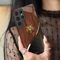 Étui en verre haut de gamme compatible avec le téléphone portable Samsung S24 Plus, étui pour S21 S22 S23 Ultra, coque de protection en grain de bois A35 Tiger