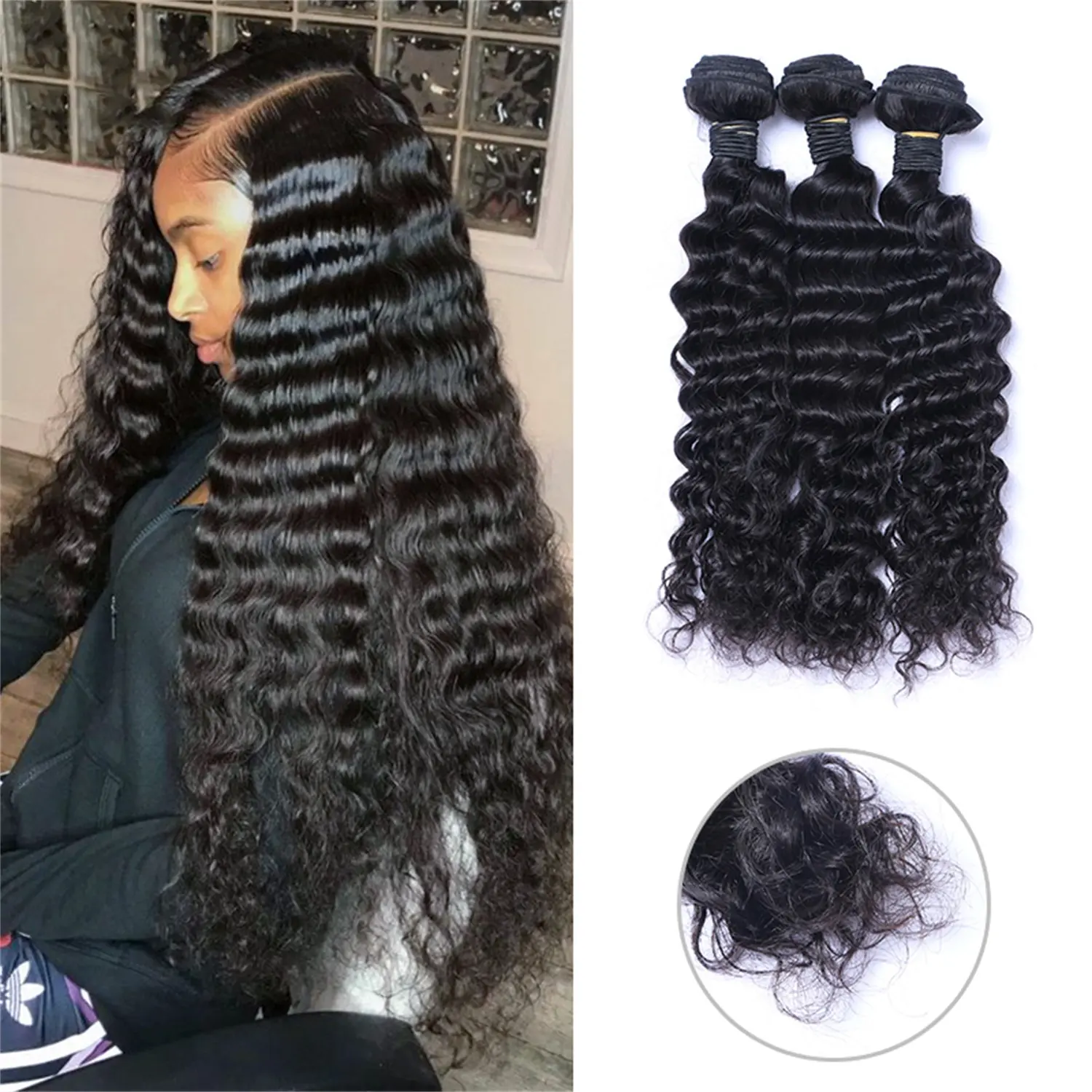 10a Virgin Hair Extension Brazilian Hair Deep Wave Cheap Price Natural Black Remy Hair Weaves Free Shipping