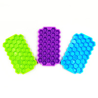 Moule à glaçons en silicone de qualité alimentaire réutilisable à 37 cavités en forme de nid d'abeille avec couvercle pour whisky, café et autres boissons