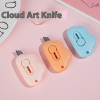 Mini couteau utilitaire automatique portable-Outil de coupe-papier en plastique pour l'ouverture du paquet et de l'enveloppe, outil de coupe de papier sûr