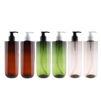 Bouteille de lotion en plastique PET ronde à fond bombé personnalisée de 300 ml et 500 ml, emballage pour shampooing et soins de la peau, bouteille de lotion pour hôtel