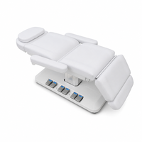 Fauteuil de beauté électrique à 3 moteurs, inclinable, pour soins du visage, avec base intégrée, pédales, lumière ambiante LED pour salon, spa, studio
