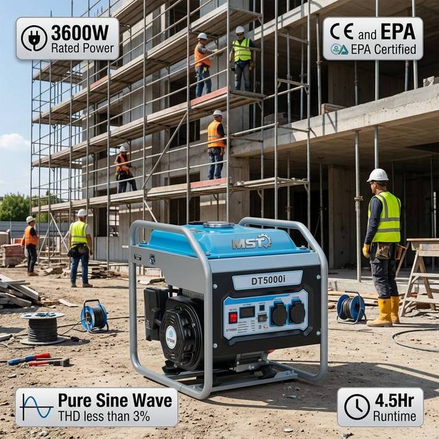 3600W 4-Stroke 50Hz Portable Inverter Generator Pure Sine Wave <3% THD CE&EPA 4.5Hr Runtime Worksite Camping Home Backup OEM