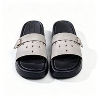 Chaussons pour hommes à plateforme, double boucle, en similicuir PU, à semelle épaisse, à bout ouvert, décontractés, antidérapants, respirants, pour l'été, intérieur, extérieur, plage