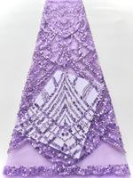 Vente flash : Tissu de dentelle brodée en maille à sequins perlés, 100 % polyester, écologique, de luxe, pour robe de mariée