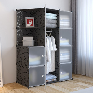 Lipat Diy kamar tidur penyimpanan portabel lemari pakaian desain plastik perempuan Kabinet gaya Master Online dibangun bayi rumah furnitur - Product Image 5