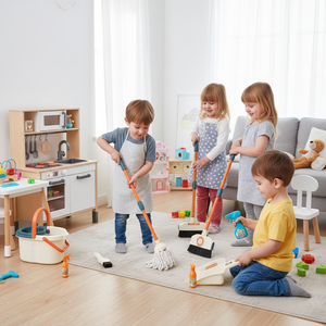 Ensemble de jeu de nettoyage Little Helper pour enfants, jouet de simulation de ménage avec outils extensibles pour jeu de rôle - Product Image 2