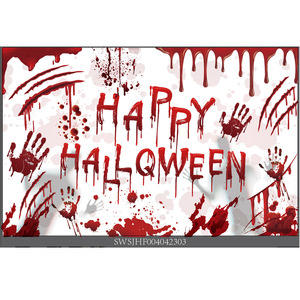 Bannière d'horreur d'Halloween Shenzhen Libao 180x110cm, Décoration de fête avec empreinte de main ensanglantée, Impression numérique - Product Image 4
