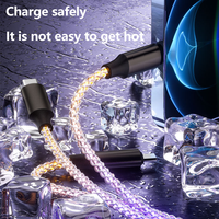Câble de charge rapide USB Type-C 3-en-1 HXT 120W avec lumière RGB fluide pour appareils iOS/Android, imprimante, conducteur en cuivre pur, données